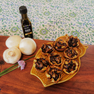 Mushroom Tartlets with Black Garlic Essence