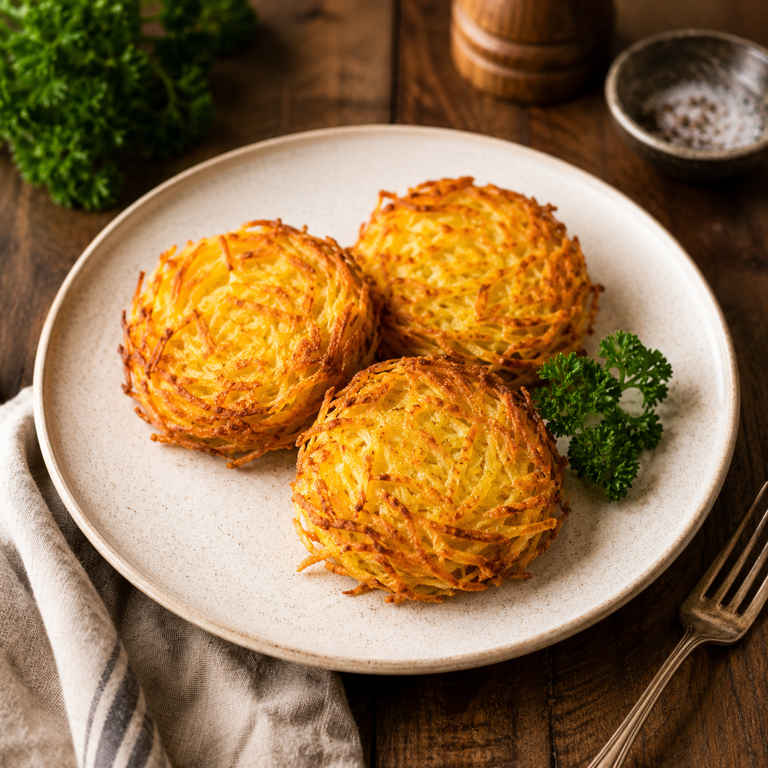 Crispy Oven-Baked Potato Rösti with Black Garlic