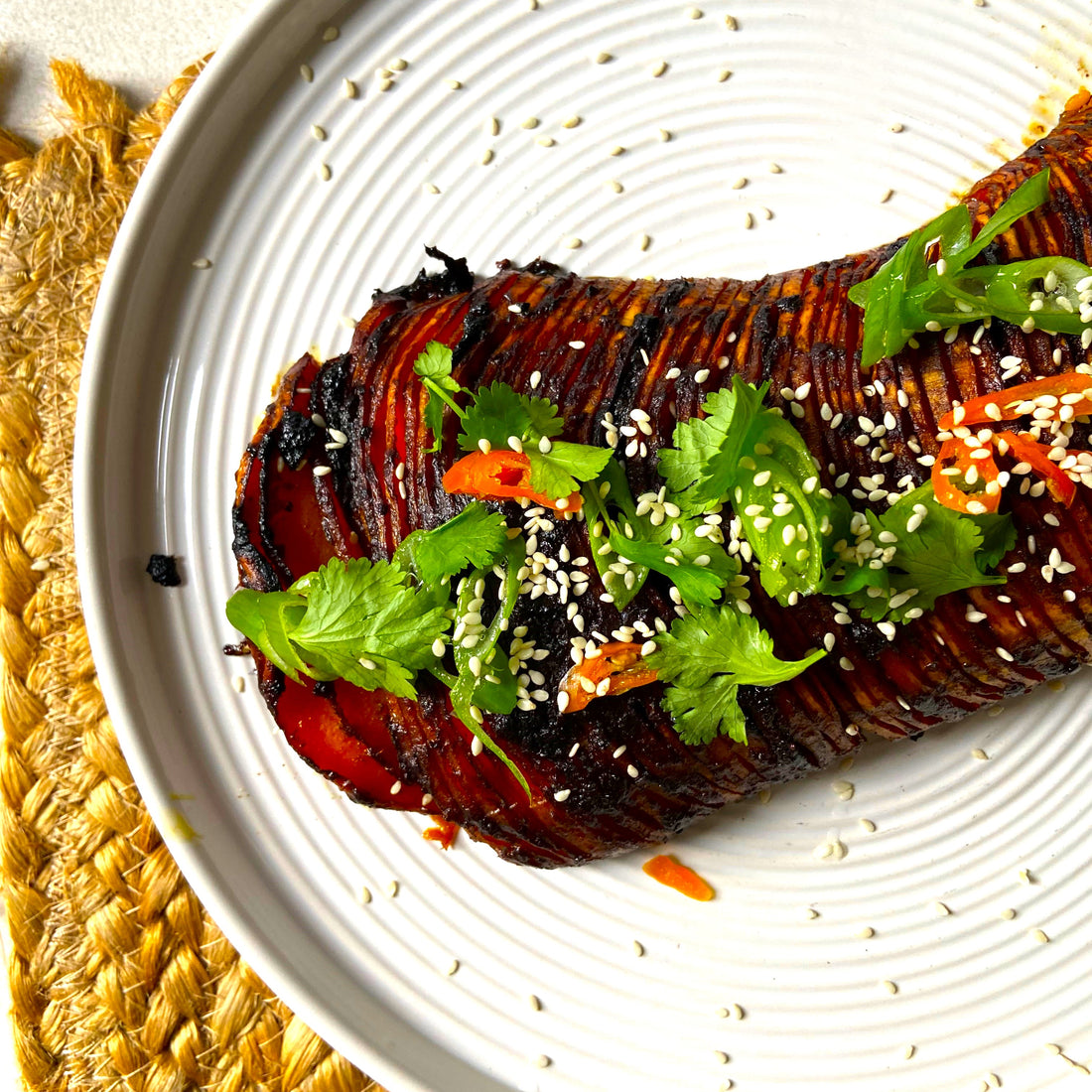 Black Garlic and Miso Hasselback Butternut