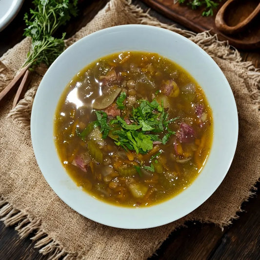 Slow Cooker Bacon Bone Soup with Black Garlic