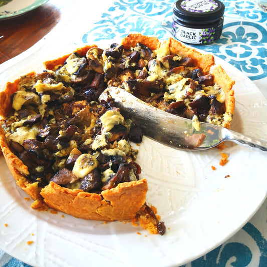 Mushroom, Red Onion, Black Garlic and Blue Cheese Tart