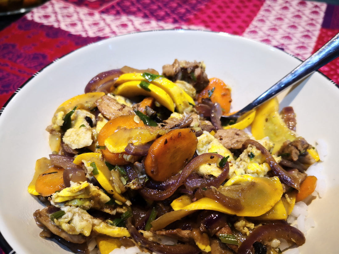 Vegetable Stir Fry with Black Garlic Puree