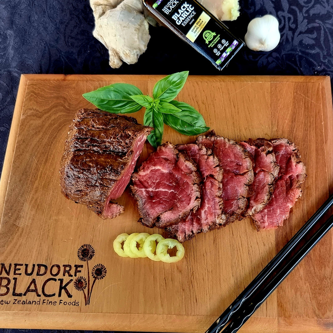 Beef Tataki with Black Garlic Essence