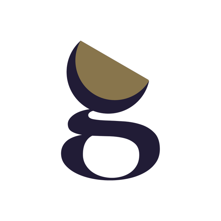 Neudorf Black Garlic logomark stylised G with a garlic clove embedded